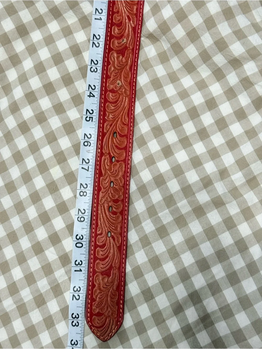 Nocona Red Tooled Leather Belt